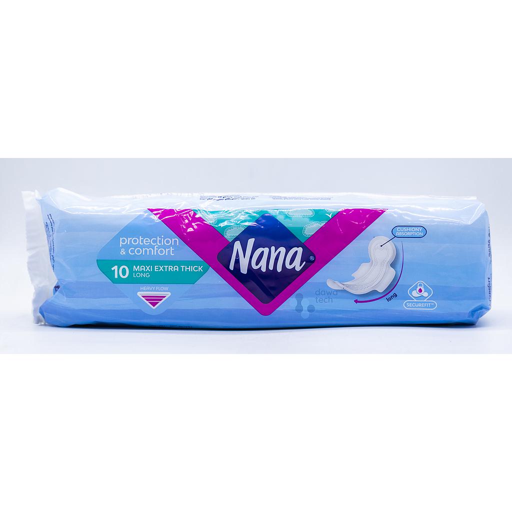 Nana Maxi Plus Green 10 Pads - Long Pack